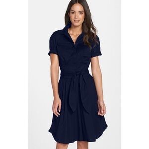 CYNTHIA STEFFE MAYA SHIRTDRESS 12 HIDDEN BUTTON FRONT WAIST TIE MIDI CASUAL CHIC